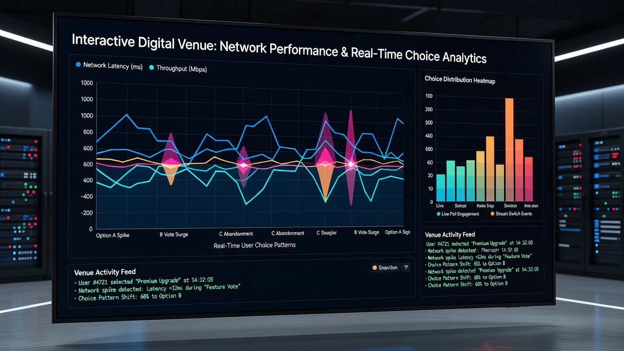 Visualization charts comparing network latency spikes with shifts in real-time betting and selection behaviors across multiple digital gaming sessions