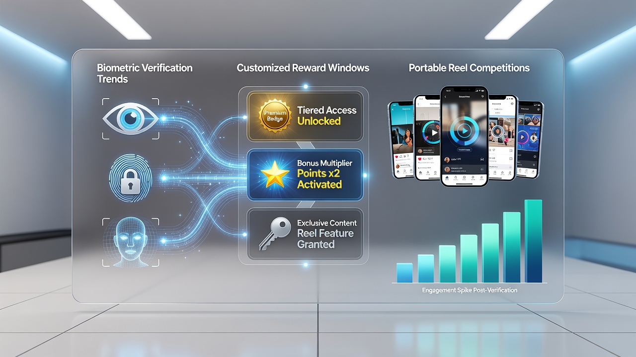 Analytics dashboard displaying customized reward window timelines synchronized with biometric verification logs in a portable reel competition platform