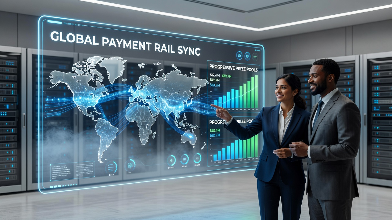 Real-time dashboards displaying synchronized payment confirmations and live progressive prize pool values