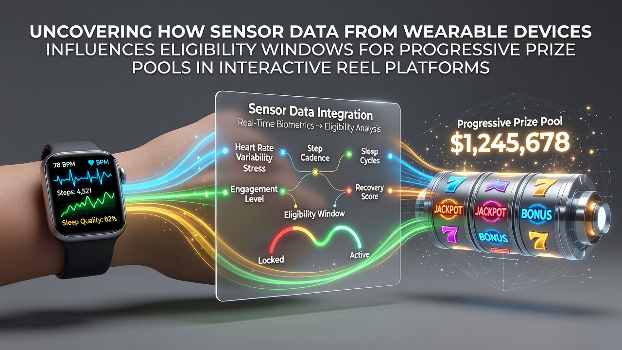 Wearable device displaying biometric sensor data alongside a mobile slot game interface showing progressive jackpot eligibility indicators